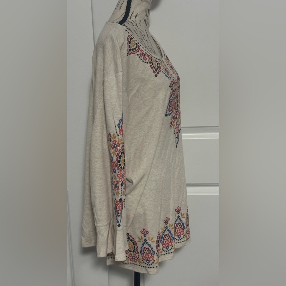 Alfred Dunner Cream Tunic with Colorful Embroidery - Picture 3 of 9